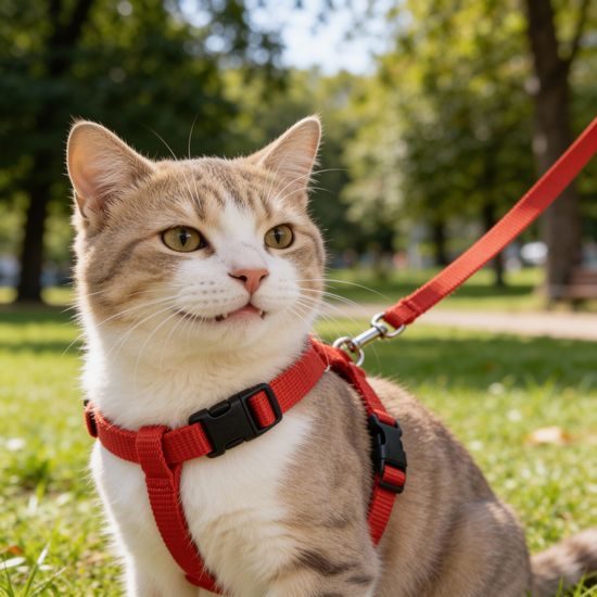 Amiplay Kšíry pro kočku s vodítkem Samba Červené