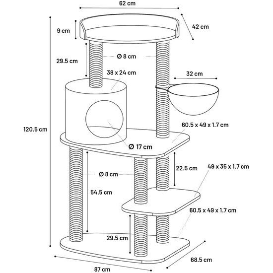 Flamingo Kratzbaum Oliver Taupe