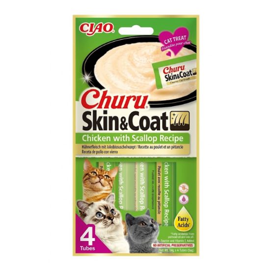 Churu Cat Skin&Coat Chicken with Scallop Recipe 4x14g