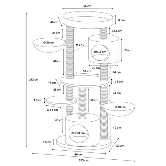 Flamingo Cat Scratching Post Inga Beige & White