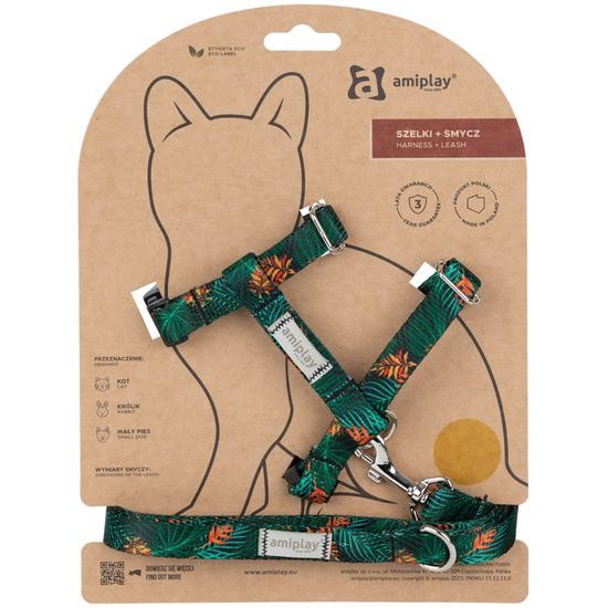 Amiplay Kšíry pro kočku s vodítkem BeHappyCat Jungle