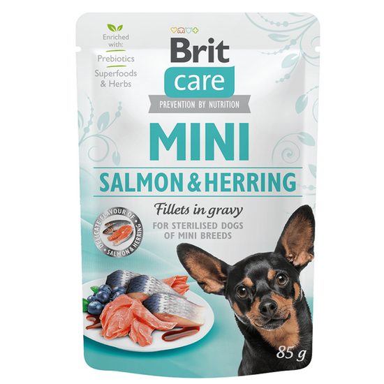 Brit Care Dog alutasak Mini Sterilised Salmon & Herring fillets 85 g