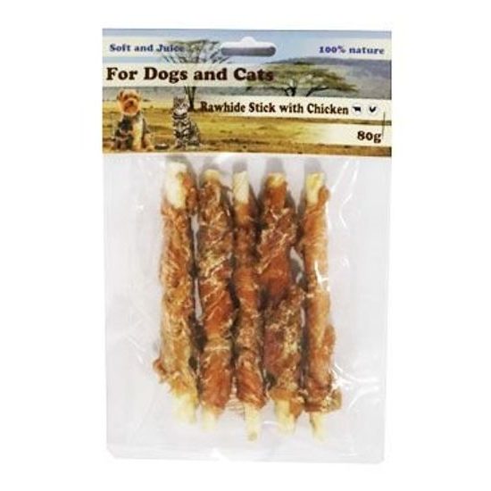For Dogs and Cats Pochoutka Tyčinka z buvolí kůže s kuřecím masem 80g