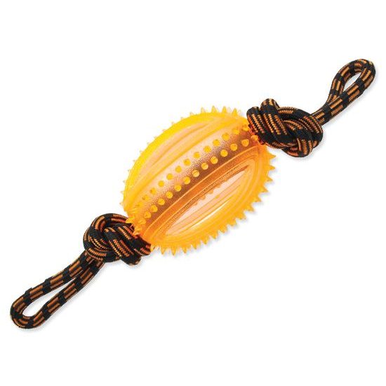 Spielzeug für überziehen DOG FANTASY Seil mit Ball orange 45 cm