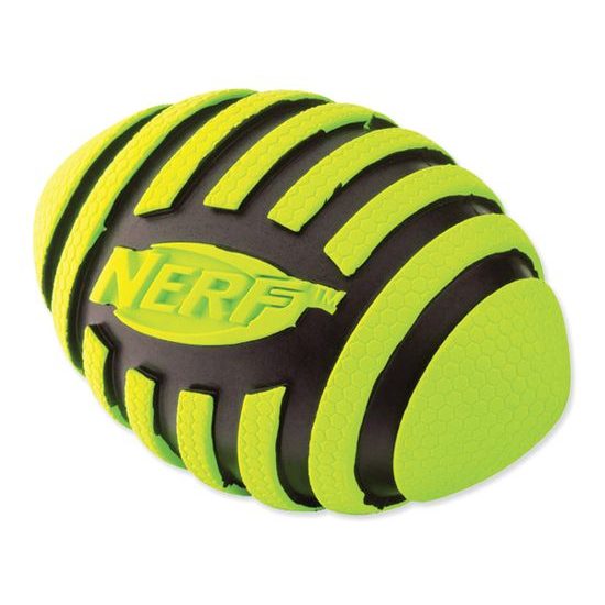 Hračka NERF gumový rugby míč spirála pískací 8,5 cm