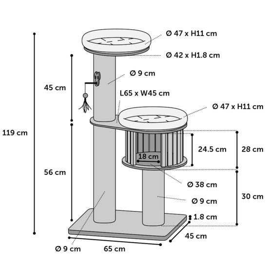 Flamingo Škrabací strom Raisa 1 Brown & Grey