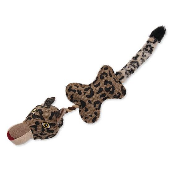 Hračka DOG FANTASY textilný leopard s lanom 55 cm