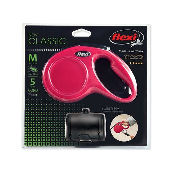 Vodítko FLEXI Classic Set lanko s multiboxem červené M 5m/20 kg