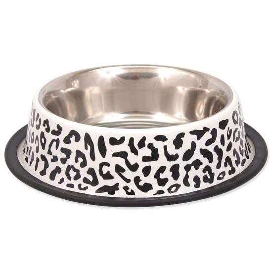 Miska DOG FANTASY stal nierdzewna z gumą leopard 29 cm 1800ml