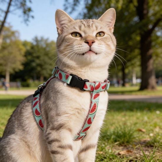 Amiplay Kšíry pro kočku s vodítkem BeHappyCat Watermelon