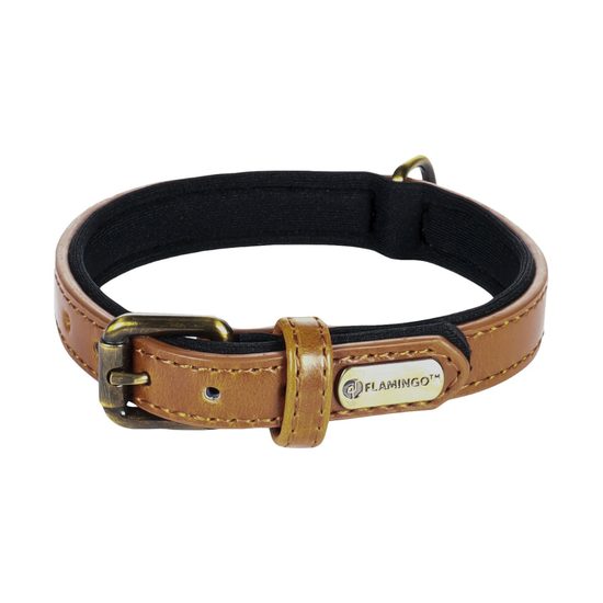 Collar de piel Flamingo Laybo Cognac