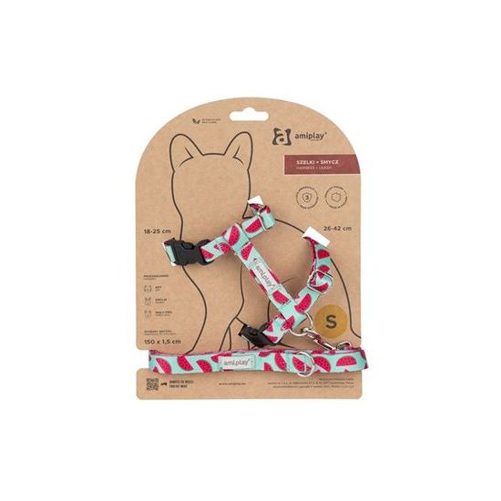 Szelki dla kota ze smyczą BeHappyCat Watermelon