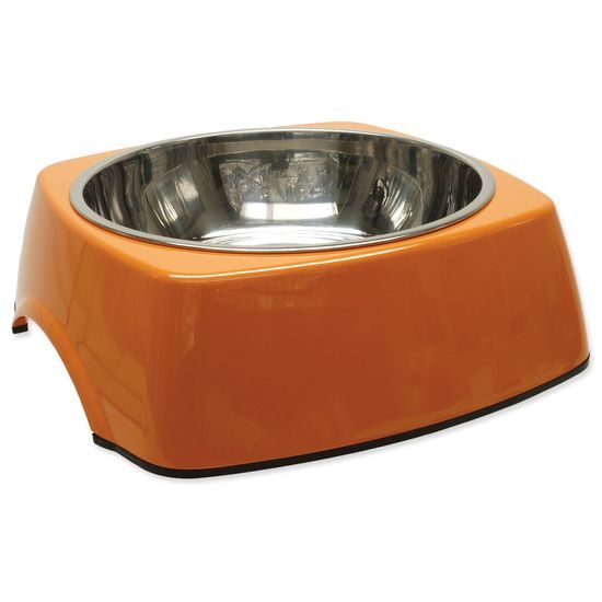 Miska DOG FANTASY stal nierdzewna kwadratowa pomarańczowa 27,7 cm 1400ml