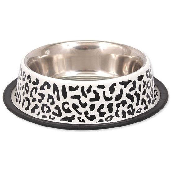 Miska DOG FANTASY stal nierdzewna z gumą leopard 23 cm 700ml