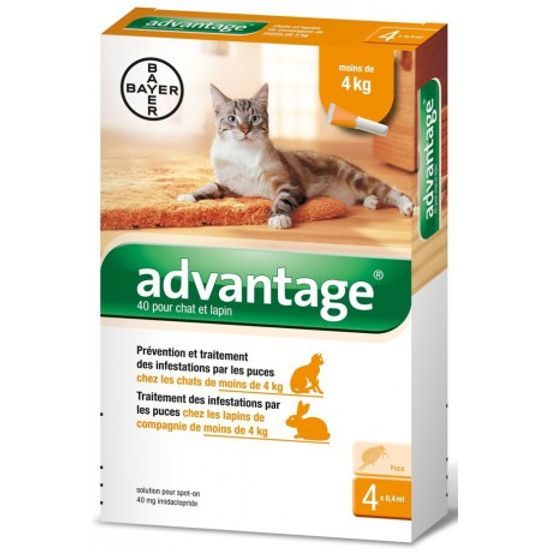 Advantage 40 10% pro kočky do 4KG 4 x 0,4 ml