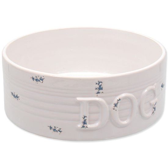 Futternapf DOG FANTASY Keramik weiß-blaue Punkte 20,5 cm 1600ml