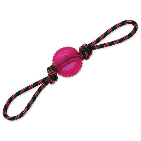 Spielzeug für überziehen DOG FANTASY Seil mit Ball lila 33 cm