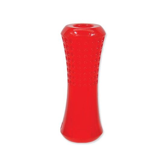 Hračka DOG FANTASY Strong trúbka s jamkami červená 15,2 cm