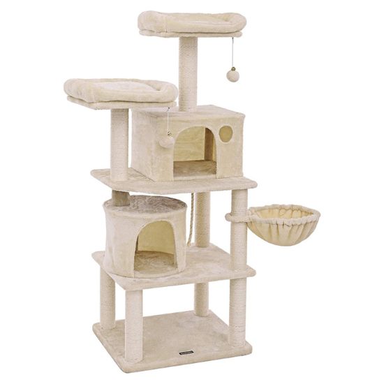 Cat scratching tree, beige, 140 cm