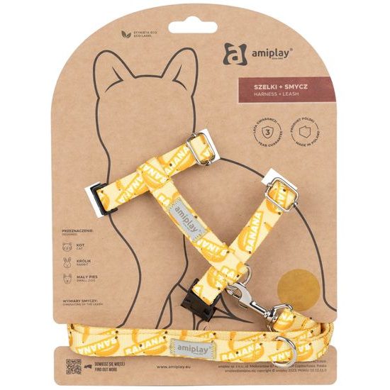 Amiplay Kšíry pro kočku s vodítkem BeHappyCat Banana