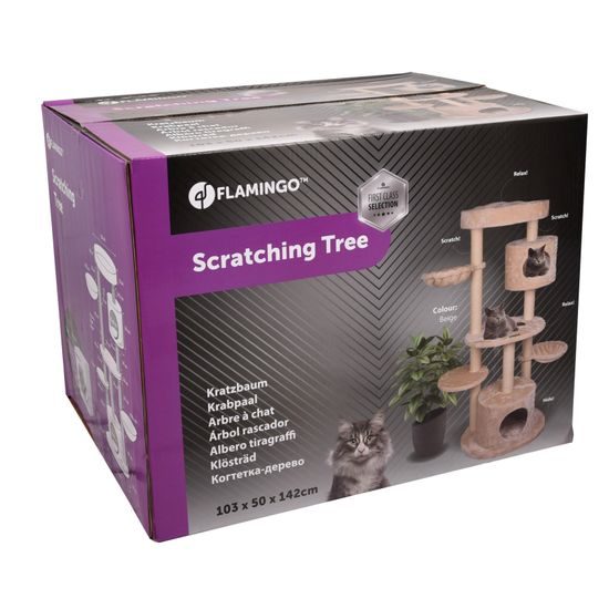 Flamingo Cat Scratching Post Inga Beige & White