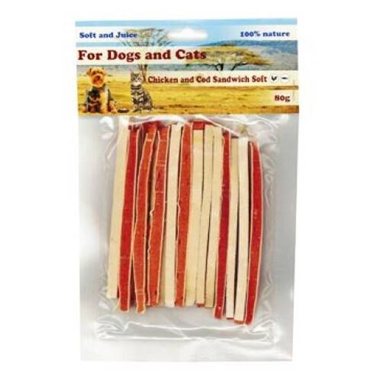 For Dogs and Cats Pochoutka Sandwich kuře s treskou měkký 80g