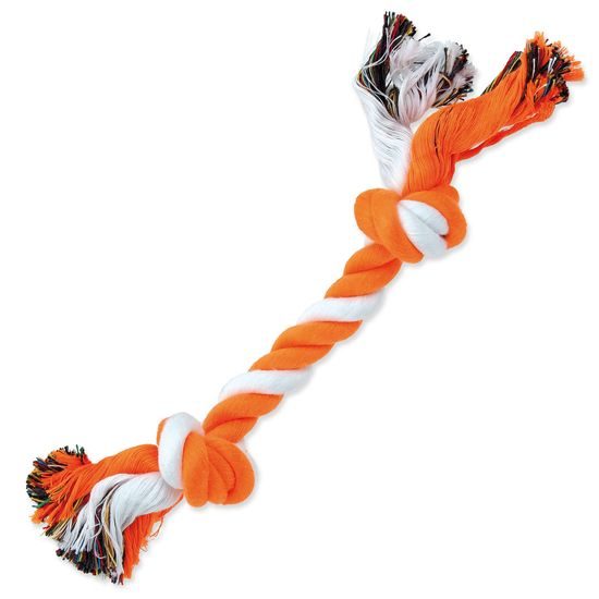 Sznur DOG FANTASY bawełniany pomarańczowo-biały 2 węzły 25 cm