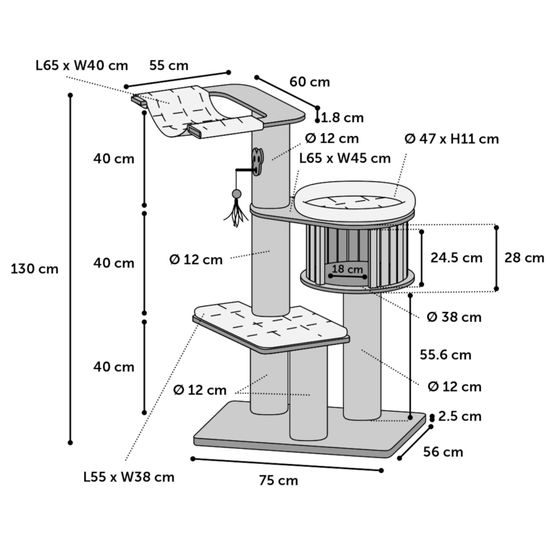 Flamingo Škrabací strom Raisa 2 Brown & Grey