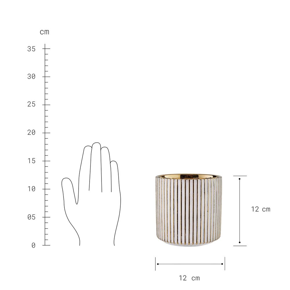 GOLDIE kaspó, fehér-arany csíkos Ø12cm termék 2. képe