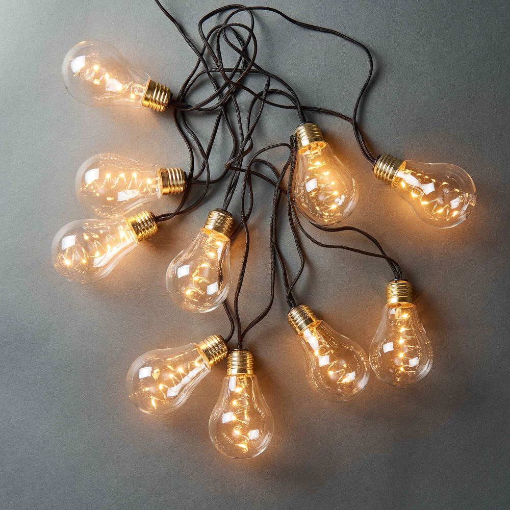 BULB LIGHTS égősor, villanykörte fekete zsinórral LED, 10 égős akciós termékkép 1