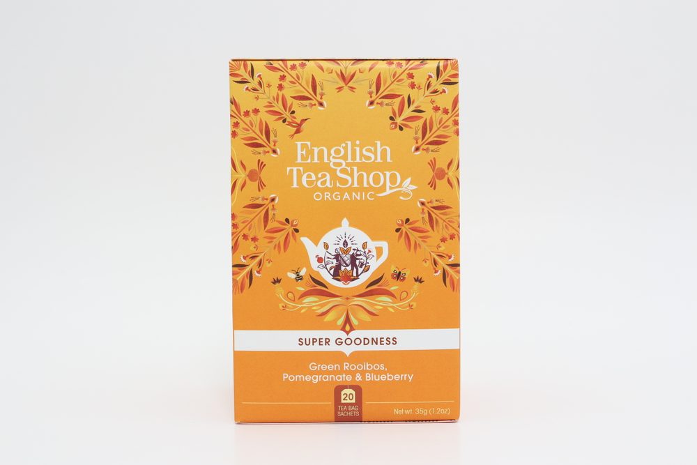 ENGLISH TEA SHOP bio zöld rooibos tea gránátalmával és áfonyával, 'Super Goodness' 20 filter akciós termékkép 1