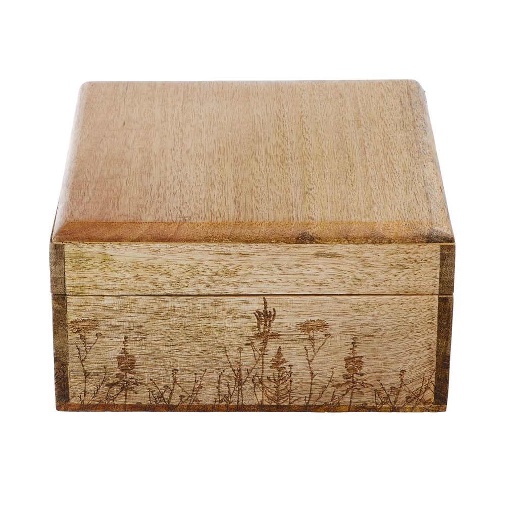 FLOWER BOX mangófa tárolódoboz virág mintával 17 x 17cm termék 2. képe