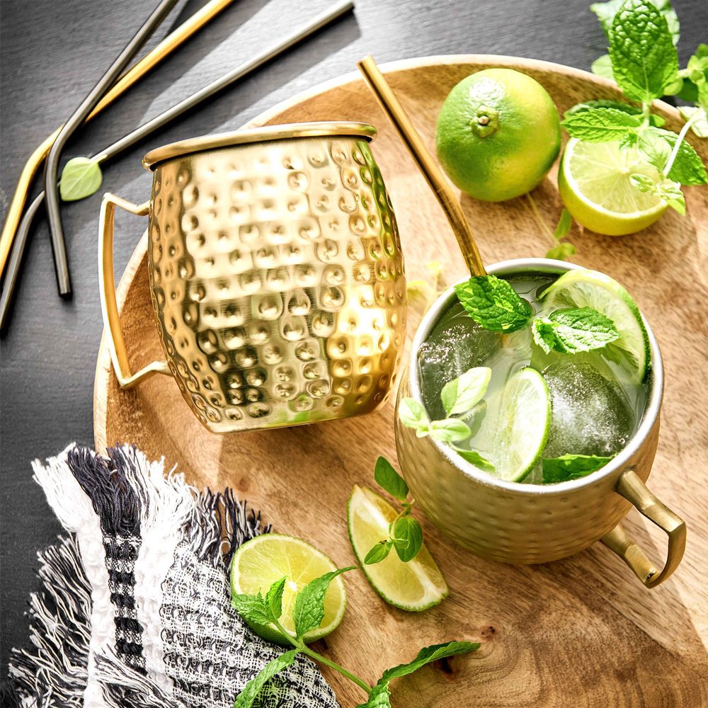 MOSCOW MULE koktél-bögre kalapált, arany 470ml termék 2. képe