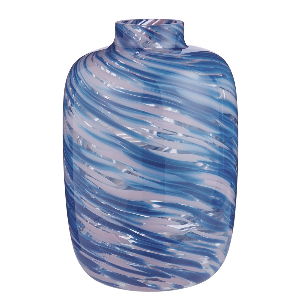 SWIRL üveg váza, kék-rózsaszín 27 cm akciós termékkép 1