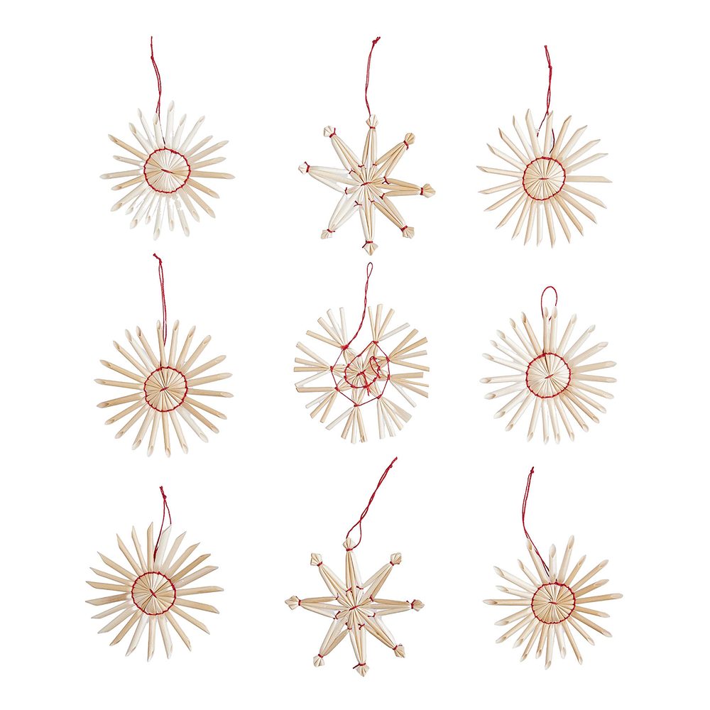 X-MAS szalma karácsonyfadísz készlet natúr-piros 36 db Ø6cm akciós termékkép 1