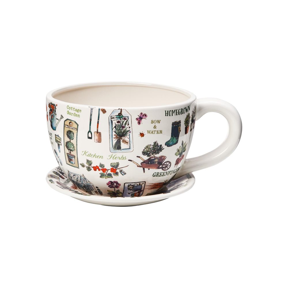 PLANT A CUP csésze alakú kaspó, kertész mintás akciós termékkép 1