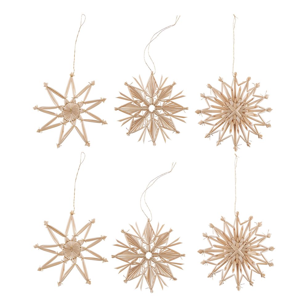 X-MAS szalma karácsonyfadísz, natúr csillagok 6darab Ø 10cm akciós termékkép 1