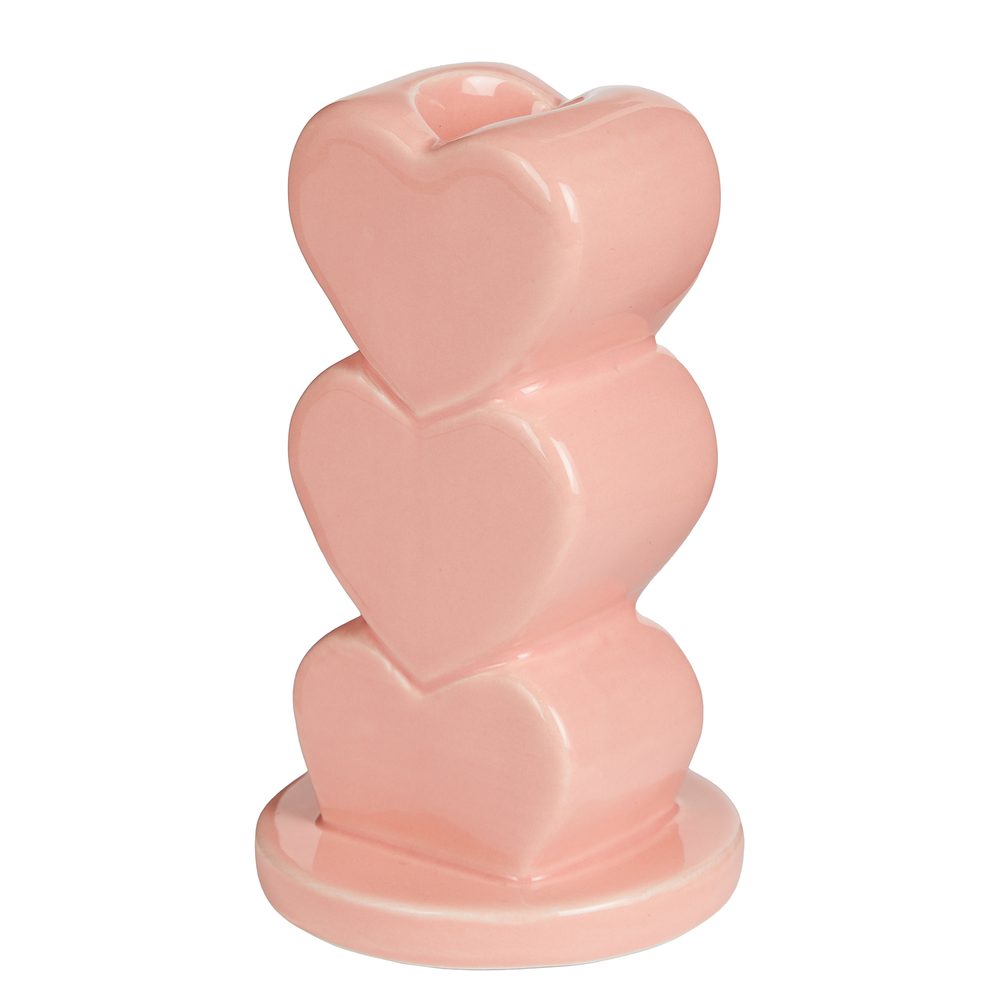 HEARTS gyertyatartó 12cm rózsaszín