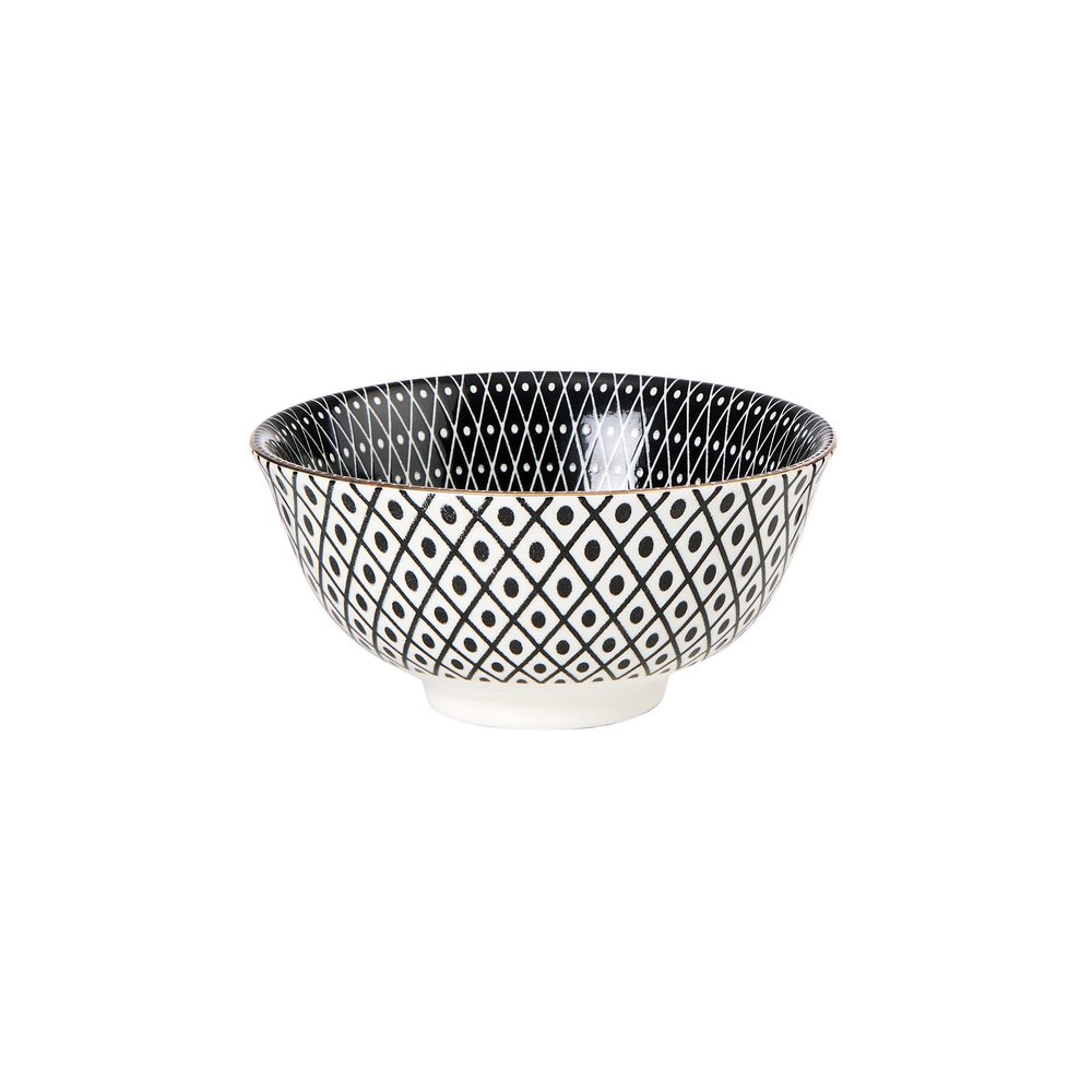 ORNAMENTS tálka arany szegéllyel, fekete/fehér 240 ml akciós termékkép 1