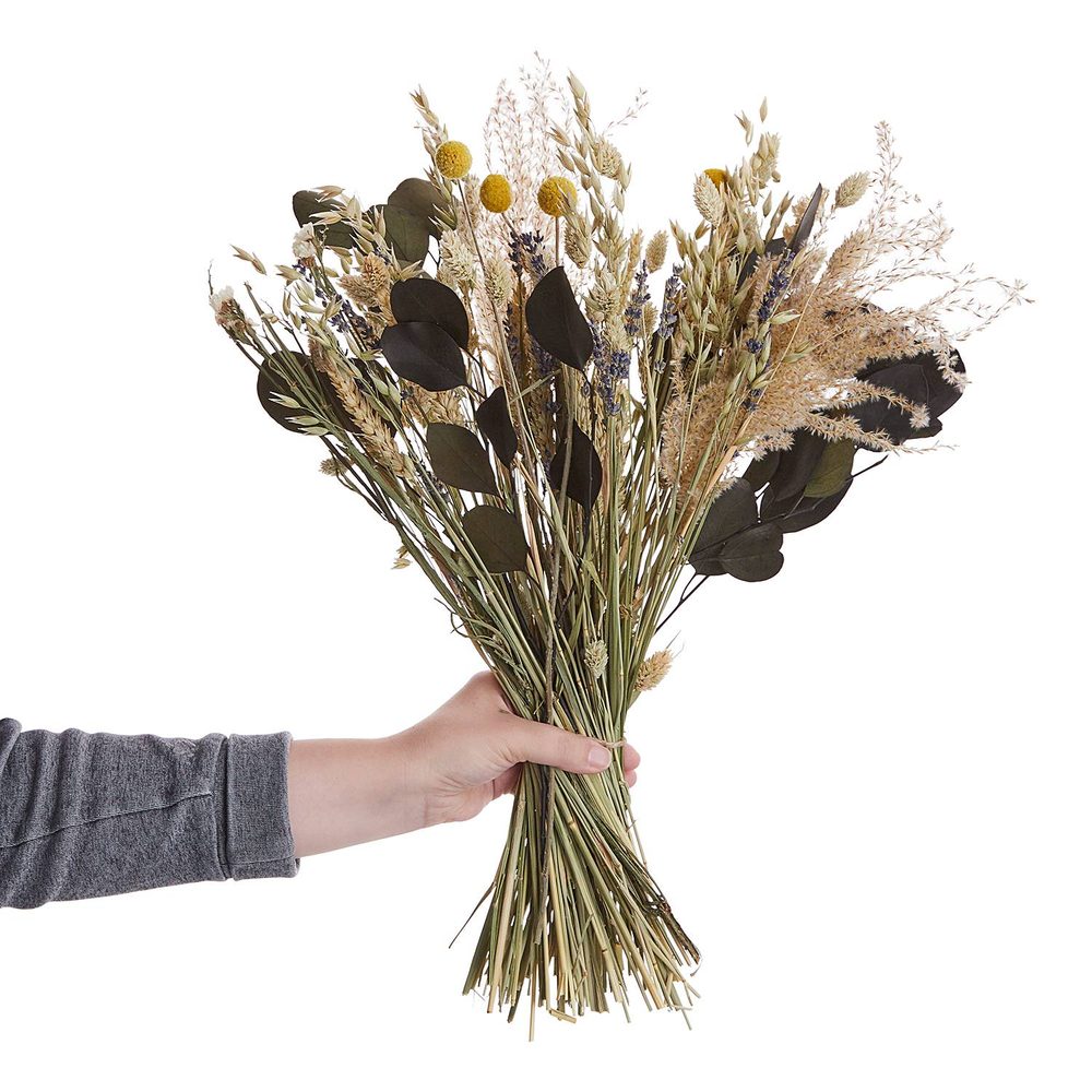 FLOWER MARKET szárított virágcsokor, sötétlila-sárga 50 cm akciós termékkép 1
