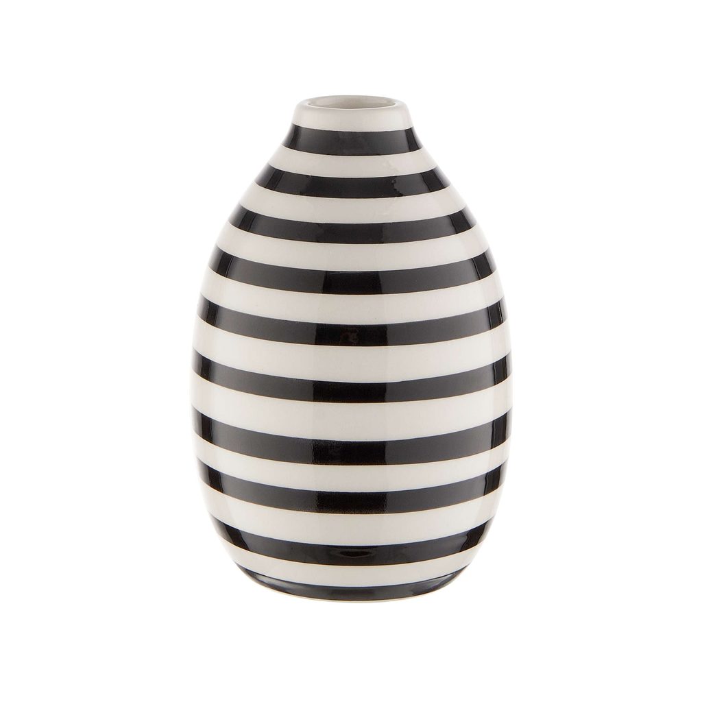 CARO váza, fekete-fehér csíkos Ø 9cm - Vázák - Butlers.hu