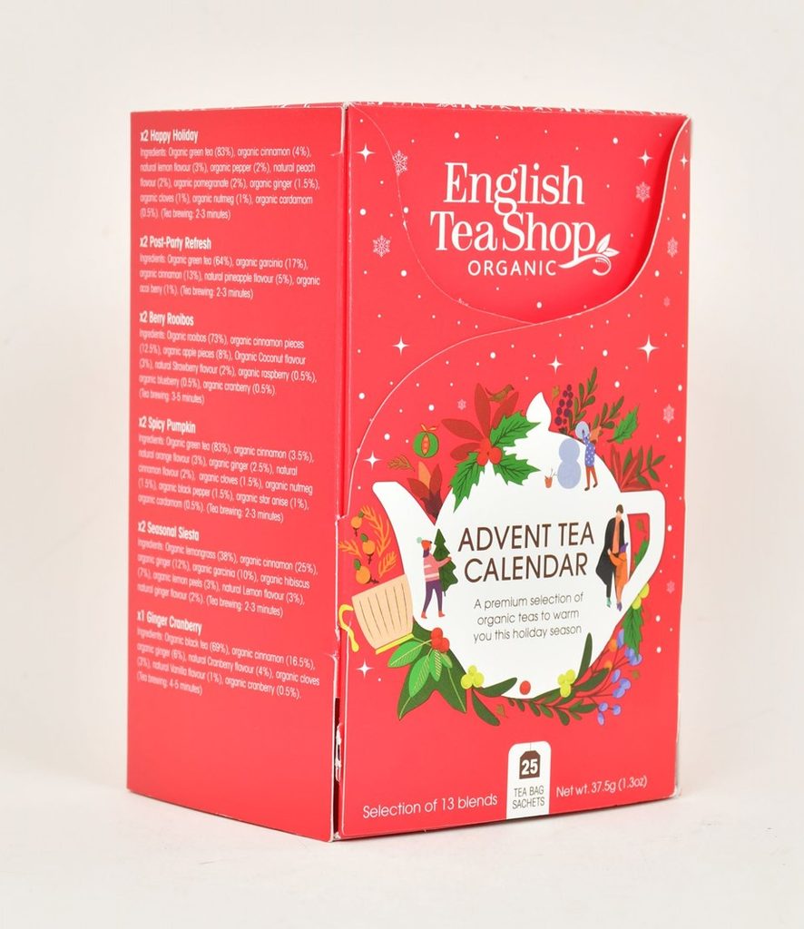 ENGLISH TEA SHOP bio tea válogatás, adventi kalendárium, piros 25 filter /  13 íz - Teák - Butlers.hu