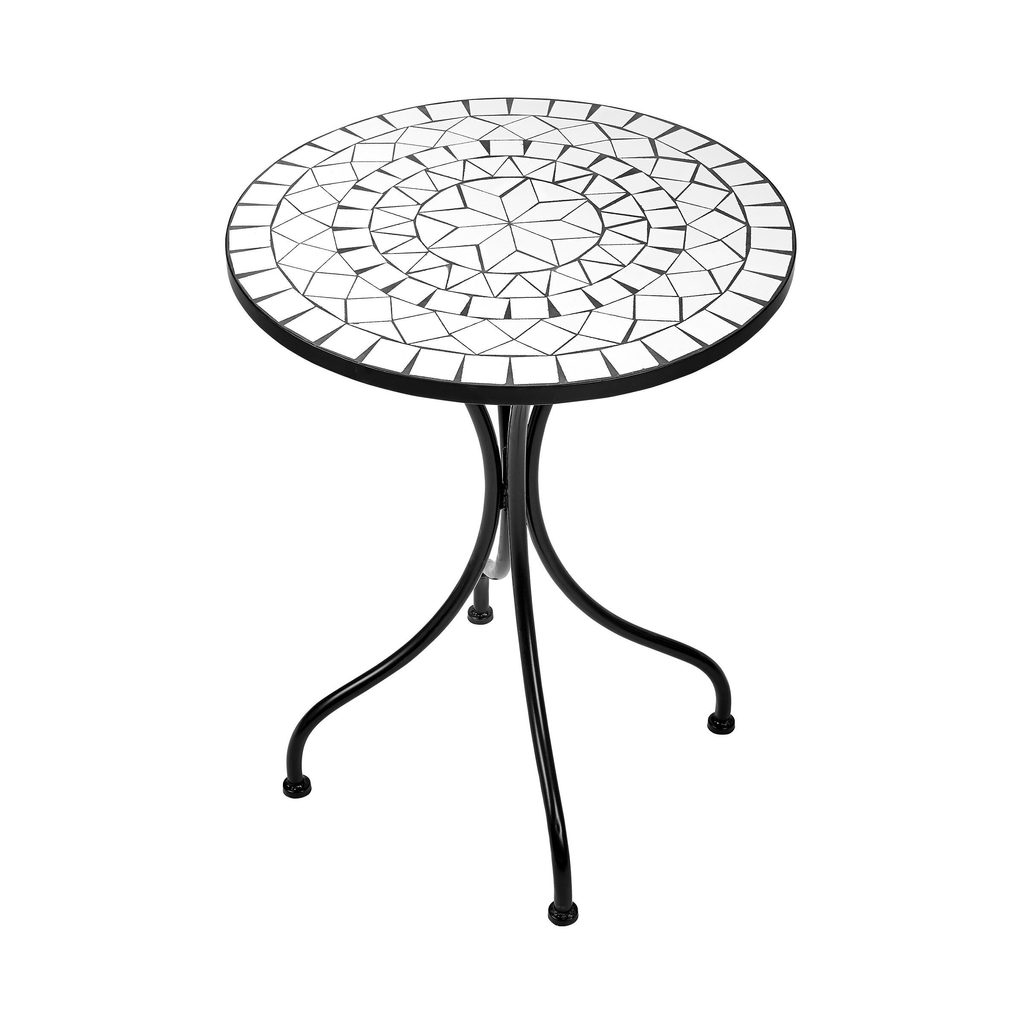 PALAZZO mozaikos kerti asztal, fehér-fekete Ø 55 cm - Kerti asztalok -  Butlers.hu