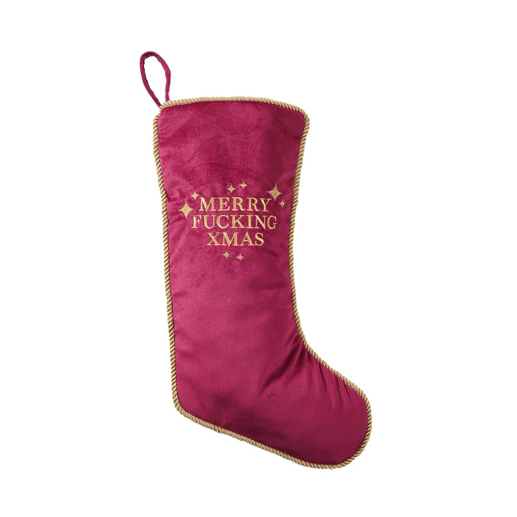 NAUGHTY OR NICE karácsonyi zokni, sötét piros 45 x 20cm - Karácsonyi  dekortárgyak - Butlers.hu