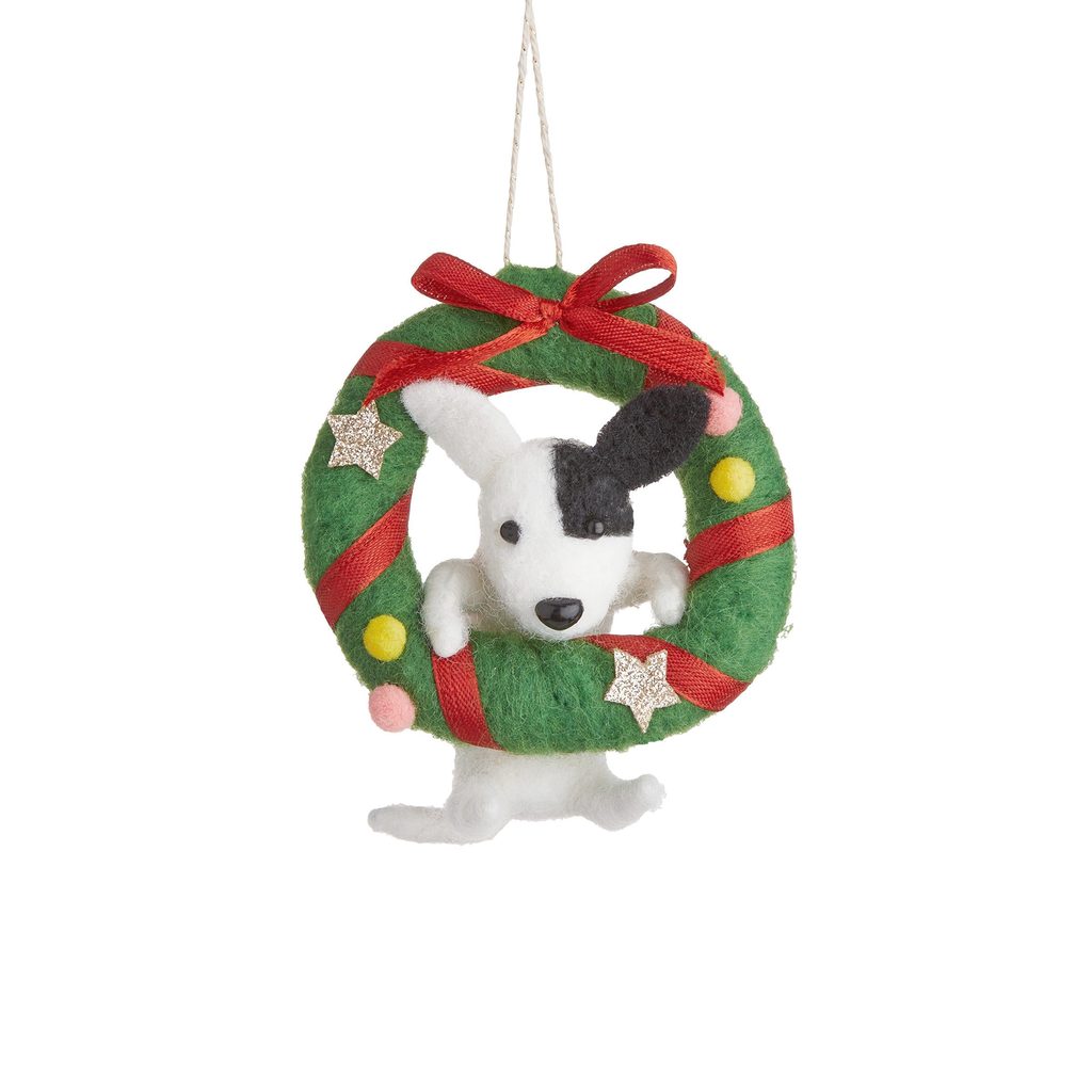 HANG ON filc karácsonyfadísz, kutya adventi koszorúval - Figurális díszek -  Butlers.hu