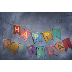 BANNER DAY Happy Birthday girland 2,4 m . arany/színes