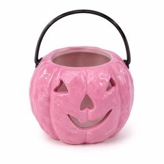 HALLOWEEN kerámia mini tök lámpás 7 cm , rózsaszín