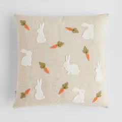 HOME & YOU párnahuzat bézs 45x45cm répa/nyuszi