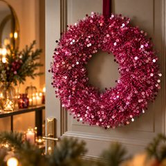 PINK TINSEL flitteres koszorú Ø60cm , rózsaszín