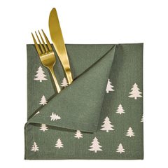 TREES pamut szalvéta, 42x42cm zöld